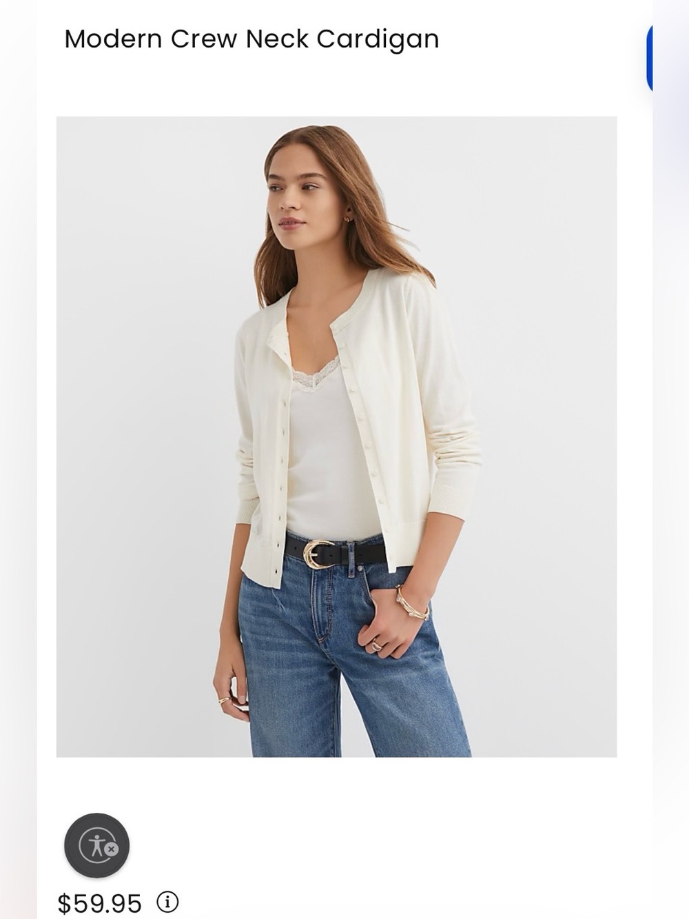LOFT Cream Crew Neck Cardigan